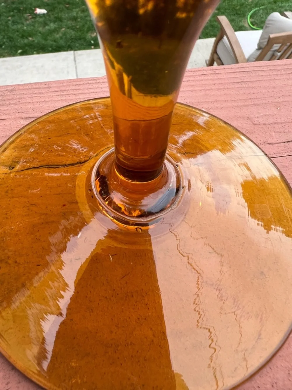 Tall Amber Glass Stem Vase 16.5” Mid Century Modern Decor Optic Panel